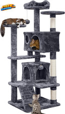 54In Cat Tree Multi-Level Cat Tower with Spacious Kitten Ear Perch 2 Cozy Caves