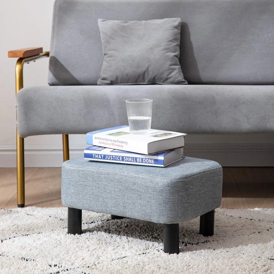 Небольшой табурет для ног 16,54 льняная ткань пуф оттоманка подставка для ног современный дом спальня Rec - Изображение 2 из 4