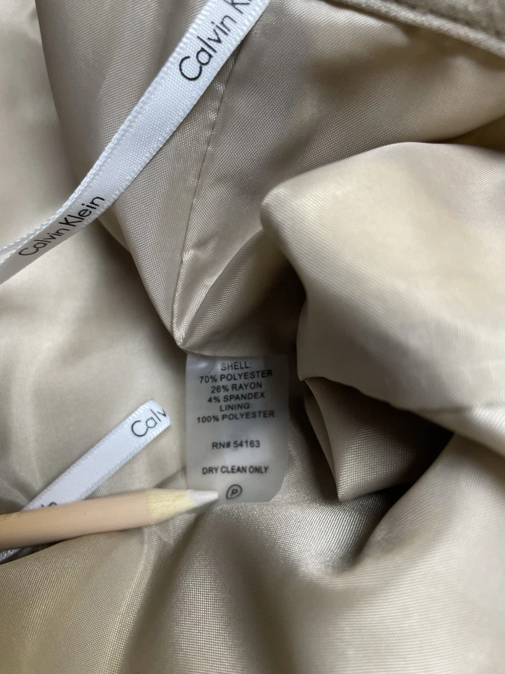 NUEVO $280 Calvin Klein Falda Traje Talla 4 Conjunto de Dos Piezas Botones Tono Dorado Beige CK Foto 4 de 4