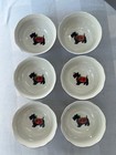 222 Fifth Christmas Scottie dog bowls Set of 6. Red/green tartan pattern