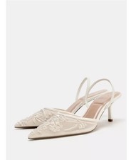 Zara EMBROIDERED MESH SLINGBACKS Mules Sandals