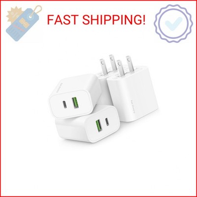 4 Pack USB C Charger Block,20W USB-C & USB-A Port Charger，for i Phone 17/16/15/1