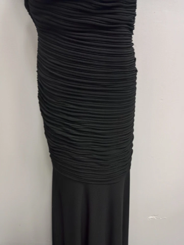 Maxi Vestido De Colección Años 90 Sean Couture Mujer Sirena 4 Negro Lentejuelas Acanalado Formal Foto 3 de 4