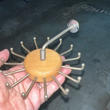 Vintage Mid-Century Wood/Metal wall-mount ROTATING TIE/BELT RACK