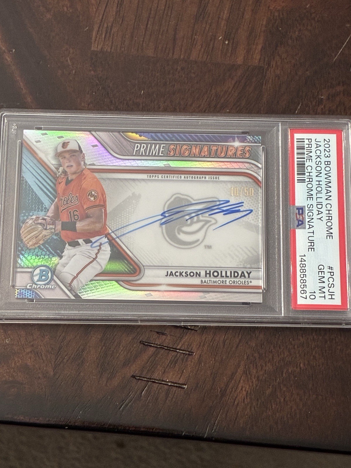 2023 Bowman Chrome Jackson Holliday Prime Signatures Auto 10/50 PSA 10 🔥🔥 view 1