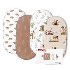 Bassinet Sheets 4 Pack, Breathable Cozy Fitted Mattress Sheet, Elastic Bear