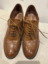 Russell&Bromley -ladies Tan Brown Square Heel  Shoes Oxford Brogues -size 6.5