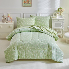 Floral Twin Comforter Set,5 Pieces Twin Bedding Set for Girls,Twin Bed in a Bag,