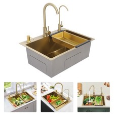 Drop in Gold Kitchen Sink Stainless Steel Sink Gold Single Bowl Kitchen Sink NEW