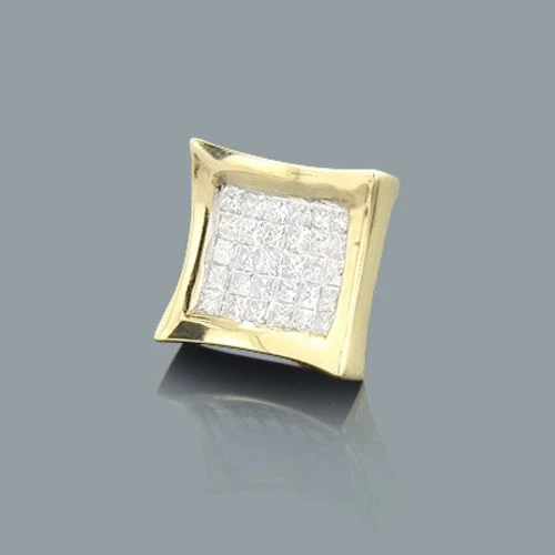 Invisible Set Princess Cut Diamond Earring 0.63ct 14K Gold for Men and Women - Image 2 of 4