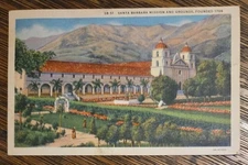 Vintage Postcard - Santa Barbara Mission And Grounds, Founded 1786, California