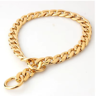 Luxury Dog Collar Gold Pet Necklace Dog Chain Choker for Pitbull Bulldog Teddy F