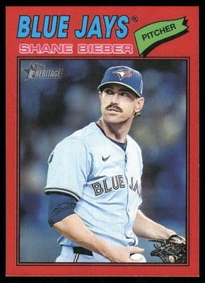 2026 Topps Heritage #210 Shane Bieber Red
