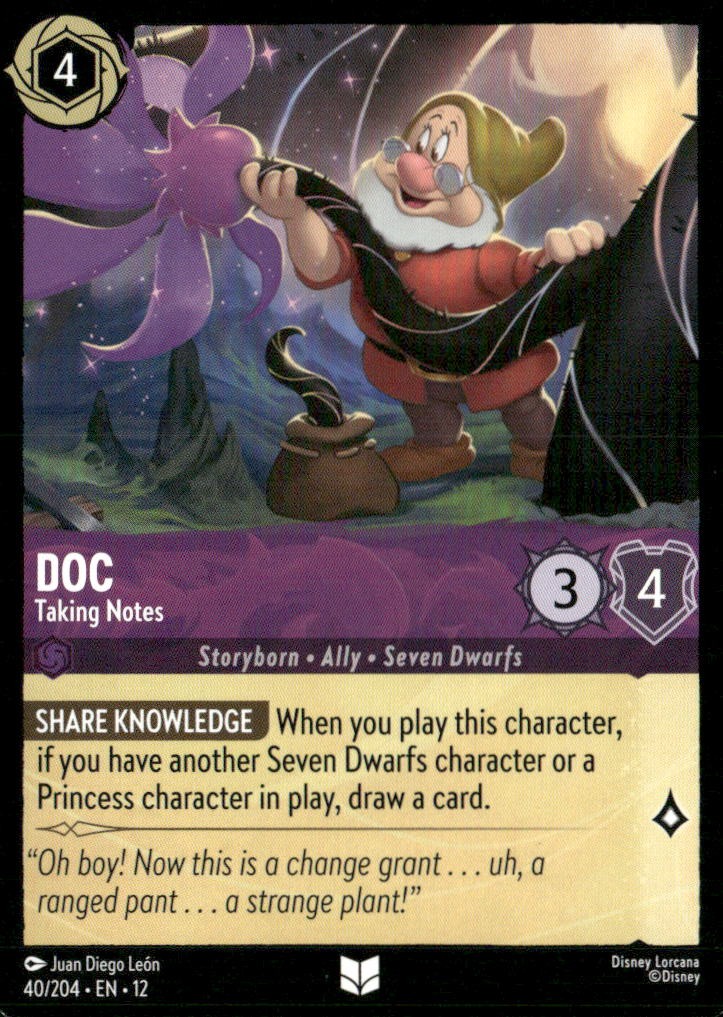 Doc - Taking Notes 40/204 Uncommon Wilds Unknown Lorcana Near Mint
