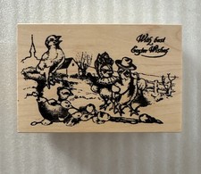 Easter Wishes  Rubber Baby Buggy Bumpers Vintage Wood Mounted Stamp 1991