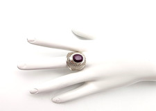 NEW 925 STERLING SILVER SIZE 9 RING W/TESTED OVAL RUBY IN DESIGNER STYLE SETTING