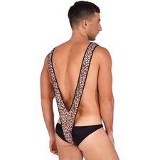 Men  s Long Sleeve Slim Jumpsuit Glossy Front Zip Compression Bodysuit Workout