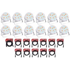  12 Rockville RockPAR50 WHT LED RGB Par Can DJ/Club DMX Wash Lights Cables
