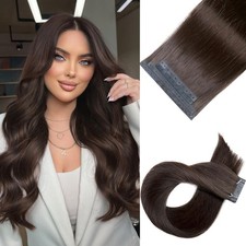 OVO Seamless PU Weft Hair Extensions Human Microbead Dark Brown 20-inch 35g