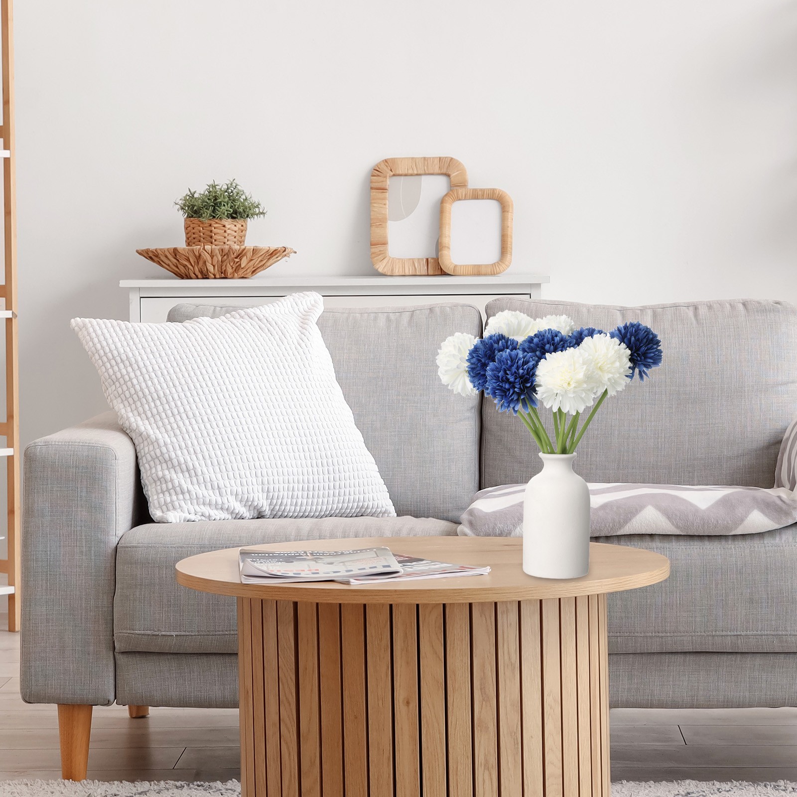 10pcs Artificial Chrysanthemum Ball Flowers Faux Mum Flower Bouquet, Red/Black