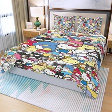 Best Kawaii Characters Print Duvet Cover Set 3Pcs Quilt Cover  Pillowcase