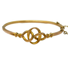Victorian Rolled Gold Lovers Knot Sweetheart Bangle Bracelet Antique c1880s