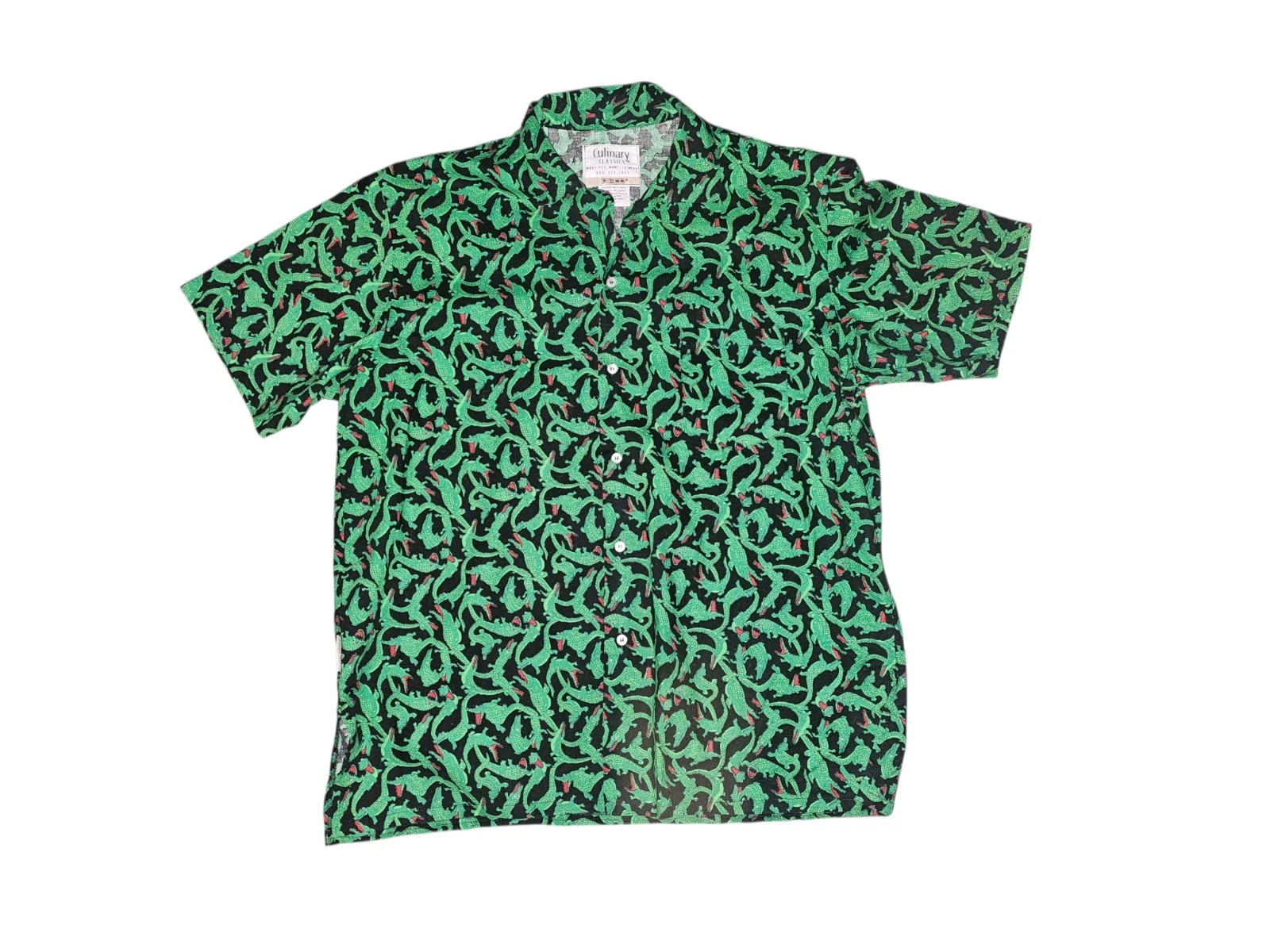PECO Culinary Classics All Over Print Gators Pocket Button-Up Shirt Size L