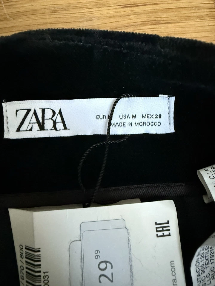Zara velvet black mini skirt size medium m New With Tags - Image 3 of 4