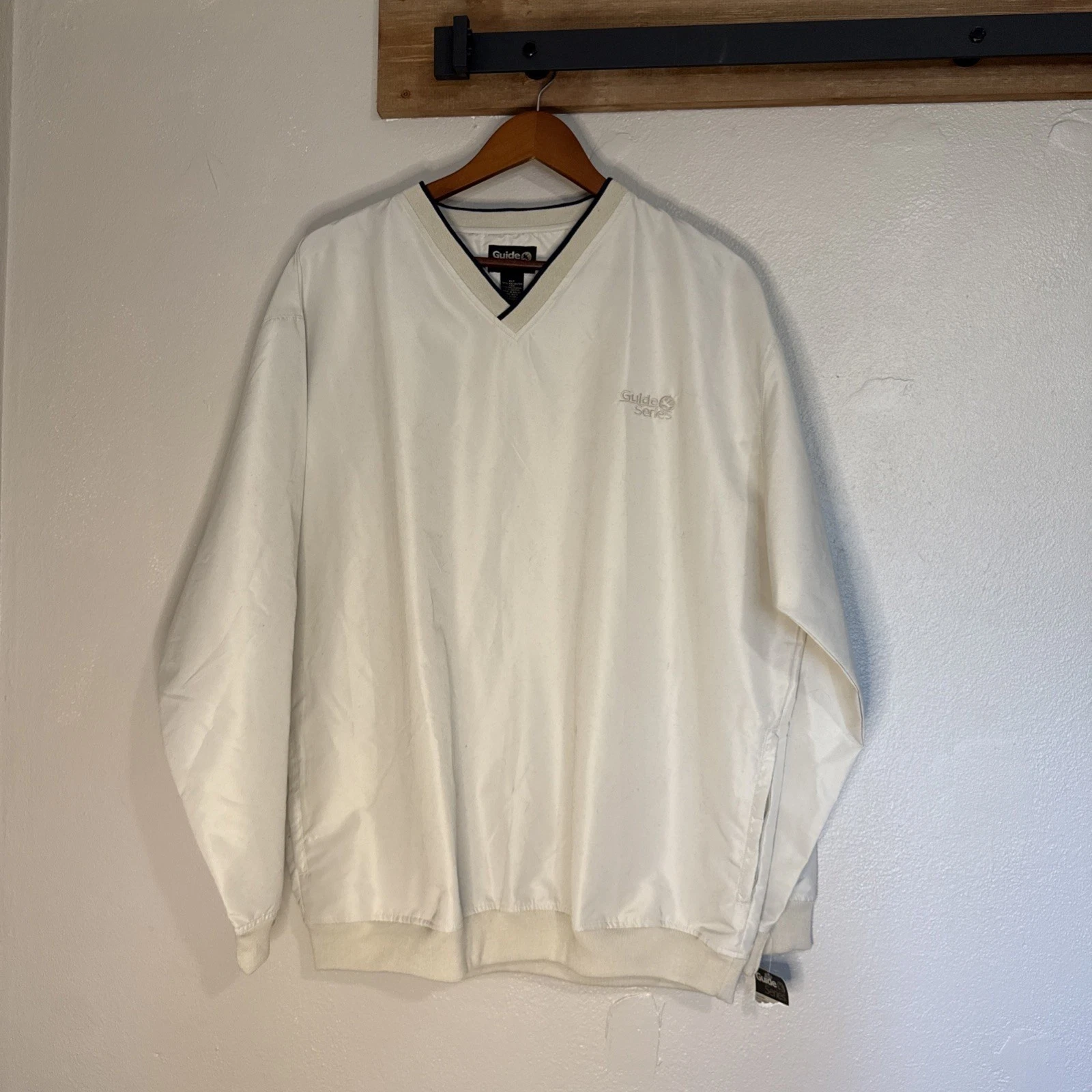 NWT Vintage Guide Series Windshirt Pullover V-Neck Jacket Men's XLT Stone White