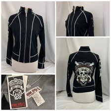 One Life 2 Live Jacket Xs Black Full Zip Cotton Poly Stretch Nwt Ygi N1-184cg