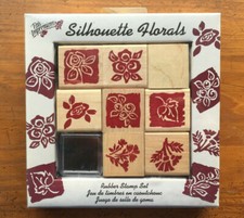 All Night Media  Posh Impressions Silhouette Florals 8 Rubber Stamp Set