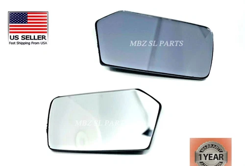 Mercedes 2 W107 W114 W115-116-123 Pair of side Exterior Mirror Glass With metals