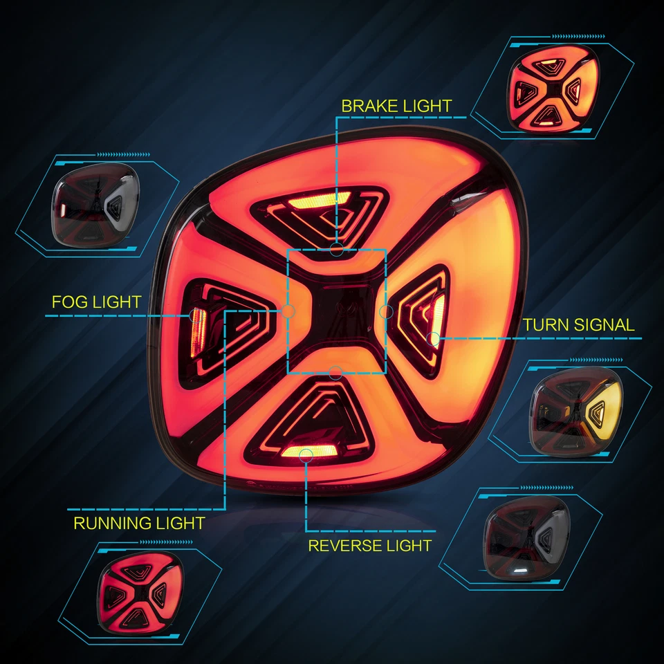 2X VLAND Full LED Tail Lights For 2016-19 Mercedez Benz Smart 453 Fortwo/Forfour - Image 4 of 4