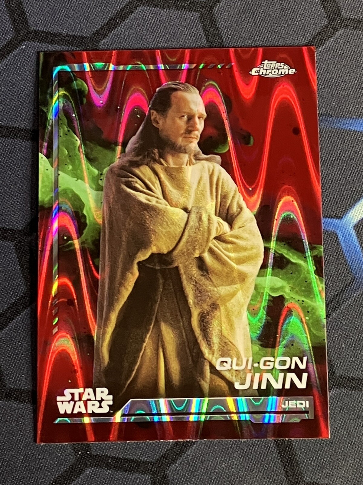 2024 Topps Chrome Star Wars Qui-Gon Jinn Red RayWave Refractor #128 SP