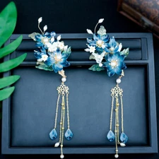 Classic Chinese Hair Stick Pins Flower Handmade Hairpins Shake Headdress US