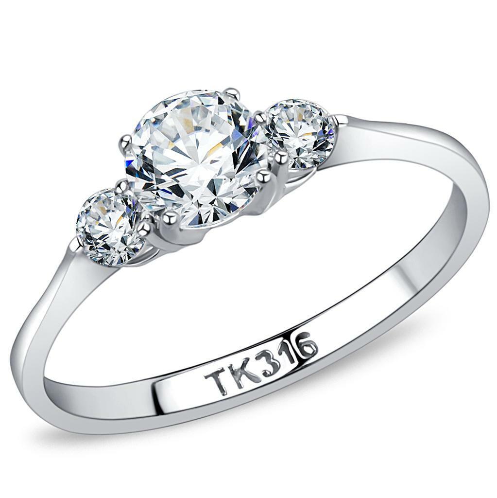 High Polish Stainless Steel Three Stone CZ Ring TK316 | eBay High Polish Stainless Steel Three Stone CZ Ring TK316 | eBay