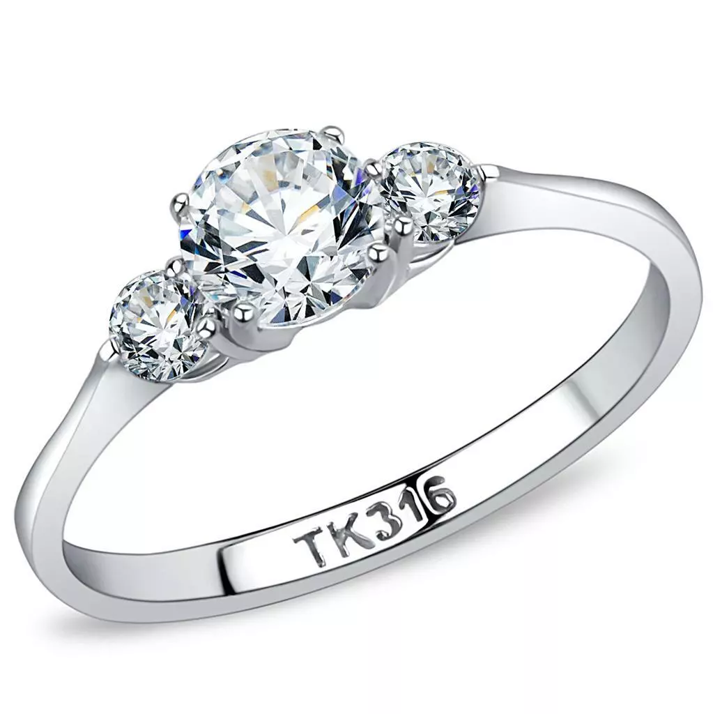 Cz Stones Highly Polished Stainless Steel Ring Zrj2063