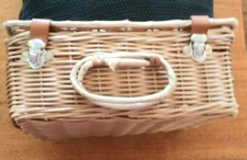 Basket with attached Lid  Handle Clasps Carrying Case