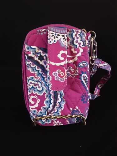 Vera Bradley Geldbörse Reißverschluss Kleingeldbörse Ausweis Himbeere und Blau Muster - Bild 4 von 8
