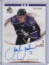  2007-08 SP Authentic Future Watch #218 Jack Johnson RC AUTO /999 AVALANCHE