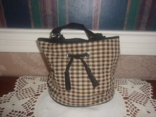Longaberger Khaki Check Small Purse Tote