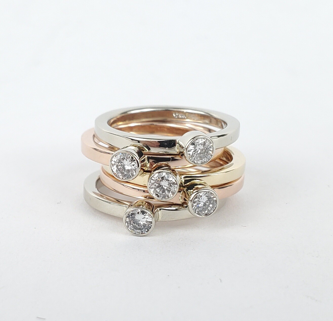 14k White Gold Diamond Stackable Square Shank Sol… - image 10