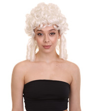 Colonial Lady Curly Wig for Women - White Historical Costume