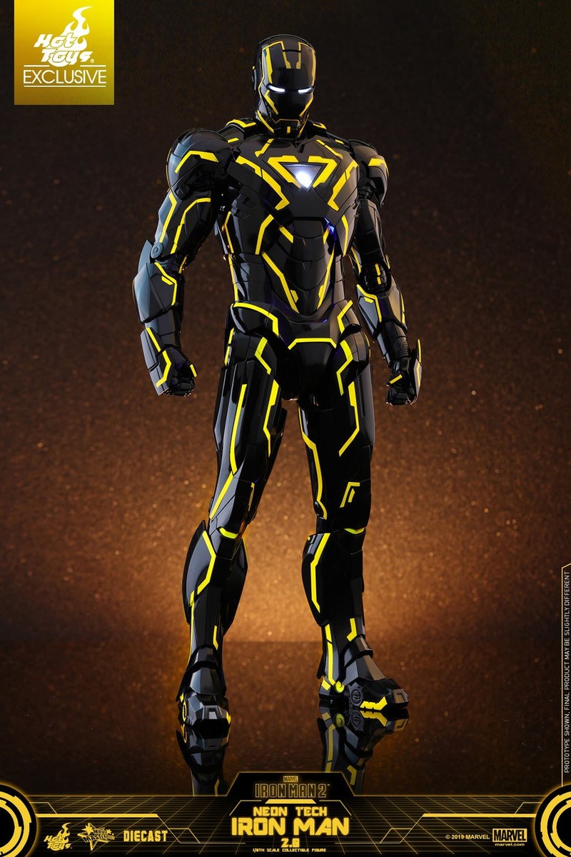 HOT TOYS 1/6 MMS523 NEON TECH Yellow IRON MAN 2.0 Diecast Figure w