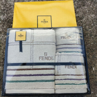 FENDI Towel Set Cotton 100% Bath Towels 3-Piece Set Multicolor