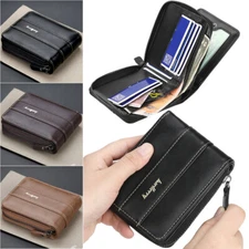 Mens Wallet Leather Zip Around RFID Bifold Zipper Popular ID Card Holder Clutch