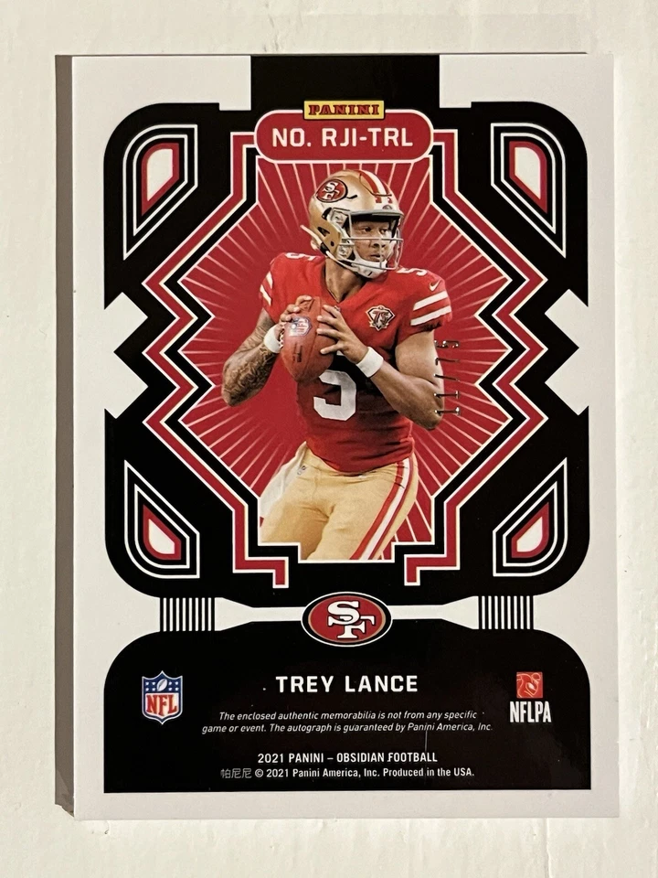 Trey Lance 2021 Panini Obsidian Orange Etch RPA /75 #204 Cowboys NM-MT - Image 2 of 2