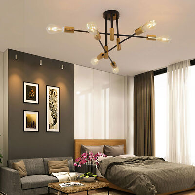 6-Lights Modern Sputnik Chandelier Dining Room Ceiling Light Flush Mount Lamp