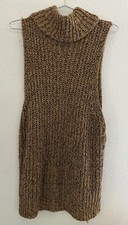 FREE PEOPLE Sweater Dress Cowl Brown Valentina Marled Vest Tunic Sz XS
