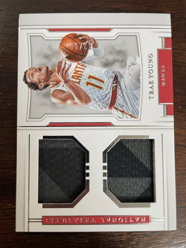2018 National Treasures Rookie Dual Materials Trae Young Rookie Hawks RC /99